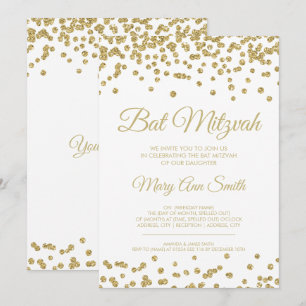 Invitation Bat mitzvah Gold Faux Parties scintillant Confetti