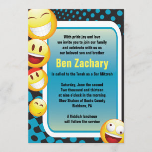Invitation Bat mitzvah HEUREUX de barre d'EMOJI