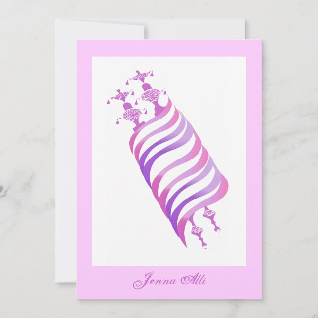 Invitation bat mitzvah Jenna Alli Pink Torah (Devant)
