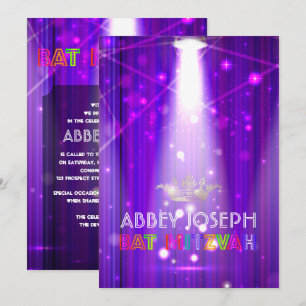 Invitation Bat mitzvah Laser PixDezines / Lumières Neon