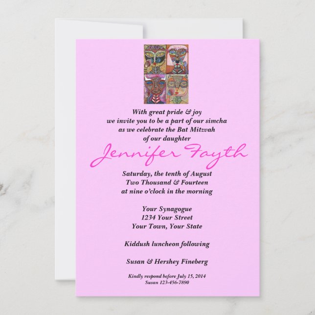 Invitation bat mitzvah - L'Chaim À La Vie ! (Devant)