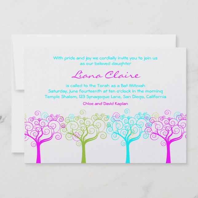 Invitation Bat mitzvah Liana Claire Shimmery (Devant)