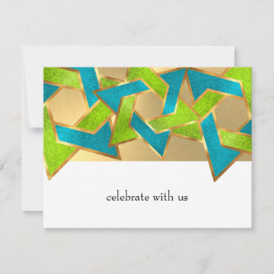 Invitation Bat mitzvah Lime Turquoise Star de David N'importe