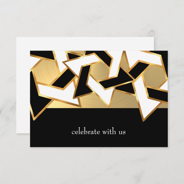 Invitation Bat Mitzvah Metallic Look Star of David (Devant / Derrière)