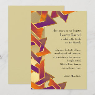 Invitation Bat Mitzvah Metallic Look Star of David