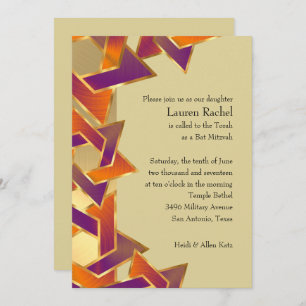Invitation Bat Mitzvah Metallic Look Star of David