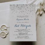 Invitation Bat mitzvah minimaliste Silver Confetti<br><div class="desc">Cette invitation minimaliste aux confettis d'argent est parfaite pour un bat mitzvah rustique. Le design sobre et élégant présente des confettis argentés et une typographie classique en bleu et noir.</div>