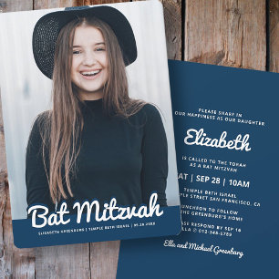 Invitation Bat Mitzvah Modern Custom Photo