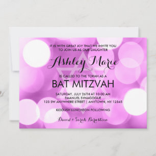 Invitation Bat mitzvah moderne de Parties scintillant violet