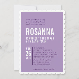 Invitation BAT MITZVAH moderne design minimal violet