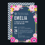 Invitation BAT MITZVAH moderne floral brillant rose marine<br><div class="desc">par kat massard >>> kat@simplysweetPAPERIE.com <<< CONTACTEZ-MOI pour un libellé personnalisé ou pour ajouter des lignes en hébreu Aimez le design, mais souhaitez voir quelques changements - un autre jeu de couleurs, un autre produit, ajoutez une photo ou adapté pour une occasion différente - pas de souci contactez-moi - Je...</div>