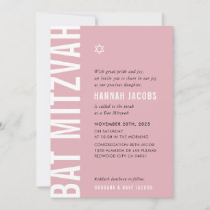 Invitation BAT MITZVAH moderne minimaliste audace fille dusky