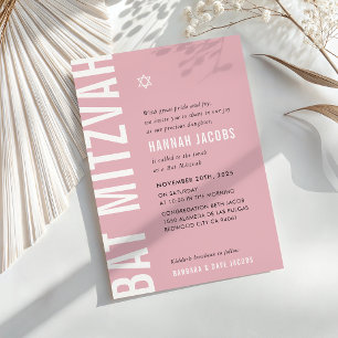 Invitation BAT MITZVAH moderne minimaliste audace fille dusky