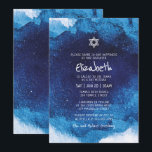 Invitation Bat mitzvah Moderne Typographie Bleu Aquarelle<br><div class="desc">Composé d'un script ludique et de la typographie serif; Tout sur un fond d'arrière - plan d'aquarelle bleue. Il est conçu par Select Party Supplies,  exclusif pour Zazzle. Disponible ici : http://www.zazzle.com/selectpartysupplies</div>