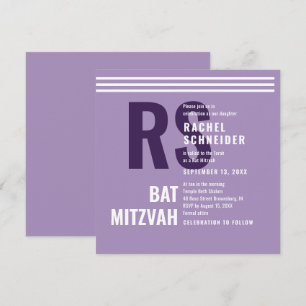 Invitation Bat Mitzvah Monogramme Moderne