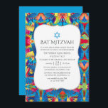 Invitation Bat mitzvah Motif Fiesta<br><div class="desc">Invitation motif à thème de festival aux couleurs vives bat mitzvah  conçu pour être rapidement et facilement customisé à vos spécificités de l'événement.</div>