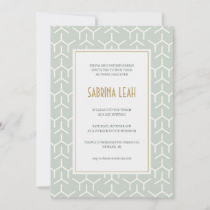 Invitation Bat mitzvah motif moderne Aqua vert