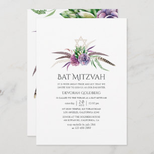 Invitation Bat mitzvah mystique de Boho succulent