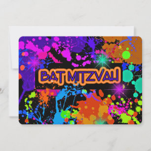 Invitation bat mitzvah, Neon Paint Splatter