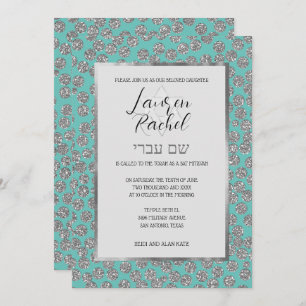 Invitation Bat mitzvah N'importe quelle couleur avec des poin