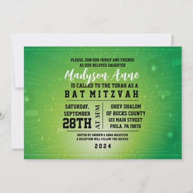 Invitation Bat mitzvah NUMÉRIQUE JEU 3D (Devant)