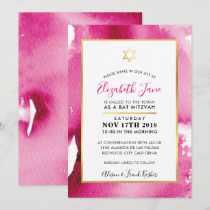 invitation bat mitzvah or étoile rose intelligent