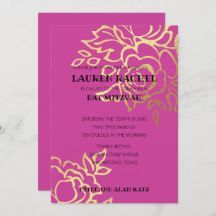 Invitation bat mitzvah or Floral sur n'importe que