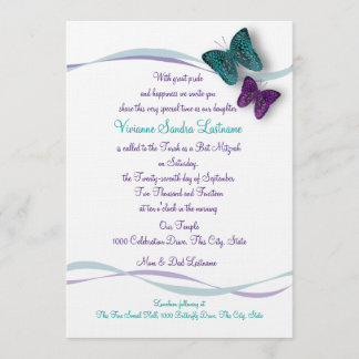 Invitation Bat mitzvah papillon