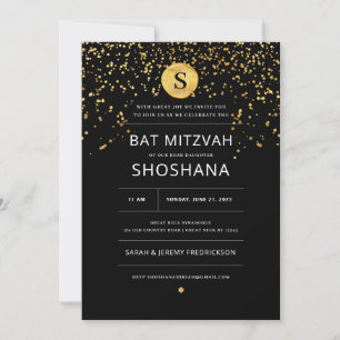 Invitation bat mitzvah Parties scintillant d'or