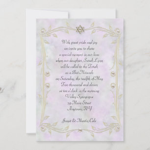 Invitation Bat mitzvah Pastel Watercolor
