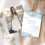 Invitation Bat mitzvah photo d'agate de Parties scintillant b<br><div class="desc">Ce design moderne comporte une belle bordure en agate avec votre texte et votre photo personnalisés. Utilisez le formulaire modèle pour ajouter votre texte et vos images. Les menus d'édition avancés,  accessibles en choisissant "customiser plus loin",  vous permettront de modifier les polices,  les couleurs et la disposition.</div>