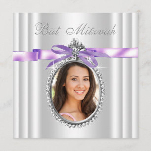 Invitation Bat mitzvah photo Lavender Purple