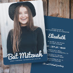 Invitation Bat mitzvah Photo personnalisée moderne<br><div class="desc">Ce design est composé d'un script cursif ludique contré par la simple typographie de san serif. Ce design est moderne et simple. Ajoutez une image photo. Disponible ici : http://www.zazzle.com/store/selectpartysupplies</div>