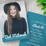 Invitation Bat mitzvah Photo personnalisée moderne<br><div class="desc">Ce design est composé d'un script cursif ludique contré par la simple typographie de san serif. Ce design est moderne et simple. Ajoutez une image photo. Disponible ici : http://www.zazzle.com/store/selectpartysupplies</div>