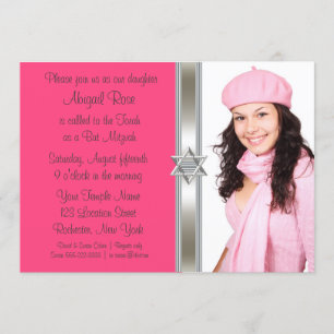 Invitation Bat mitzvah photo rose