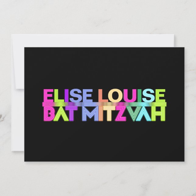 Invitation Bat mitzvah PixDezines de lumière néon (Devant)