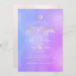 Invitation Bat mitzvah PixDezines Purple Ombre Iridescente