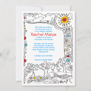 Invitation Bat mitzvah POP ART SCRIBBLY