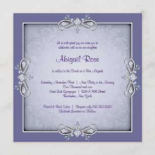 Invitation Bat mitzvah pourpre Damask