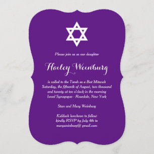 Invitation Bat mitzvah Purple Élégante