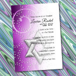 Invitation Bat mitzvah Raspberry Shimmer Star de David<br><div class="desc">Bar Mitzvah and Bat Mitzvah invitation sets design by Umua. Printed and shipped by Zazzle or its partenaires.</div>