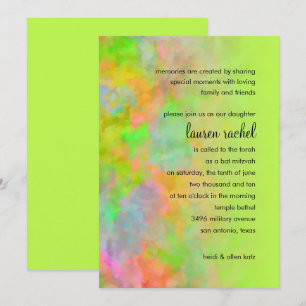 Invitation Bat mitzvah Résumé Design en Lime Green