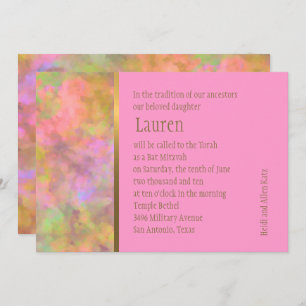 Invitation Bat mitzvah Résumé Design en rose