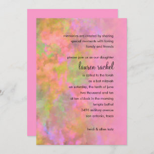 Invitation Bat mitzvah Résumé Design en rose