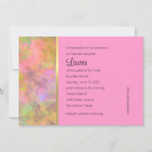 Invitation Bat mitzvah Résumé Design en rose