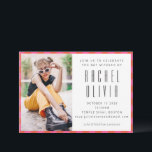 Invitation Bat mitzvah Retro Pink Red Checkerboard Photo<br><div class="desc">Célébrez cette étape importante avec une invitation Bat mitzvah audacieuse et moderne qui marie parfaitement style et tradition. Ce design accrocheur présente une mise en page verticale branchée associée à une typographie sans-serif élégante, une bordure en damier rose et rouge vibrante et une grande zone photo personnalisable pour mettre en...</div>