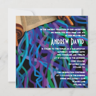 Invitation Bat mitzvah Retro Torah Bar