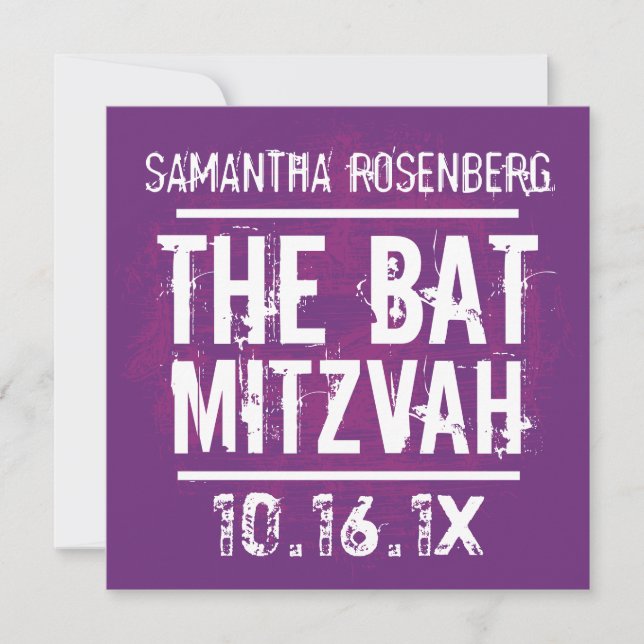 Invitation Bat mitzvah Rock Band en violet (Devant)