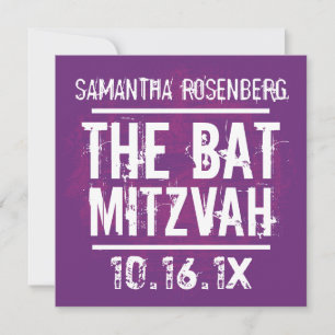 Invitation Bat mitzvah Rock Band en violet