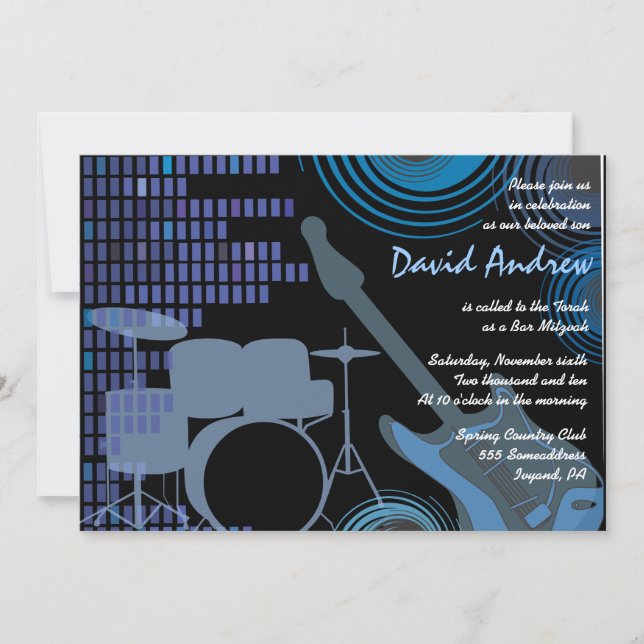 Invitation Bat mitzvah Rock n Roll Musical Bar (Devant)